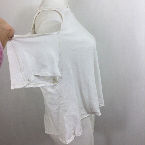 We the Free Free People Cotton Taurus Cold Shoulder Split Back Shirt Top White S - Picture 7 of 10